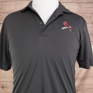 St. Louis Cardinals Polo Shirt Mens Medium Gray MLB Baseball Clique Polyester